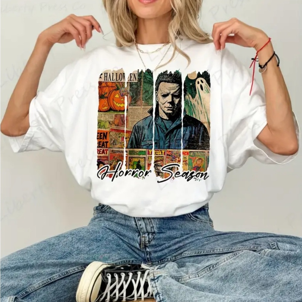 White Horror Season Graphic T-Shirt